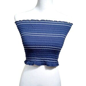 Arizona Navy Blue and White Crop Top Size Medium Super Sexy Summer Fun